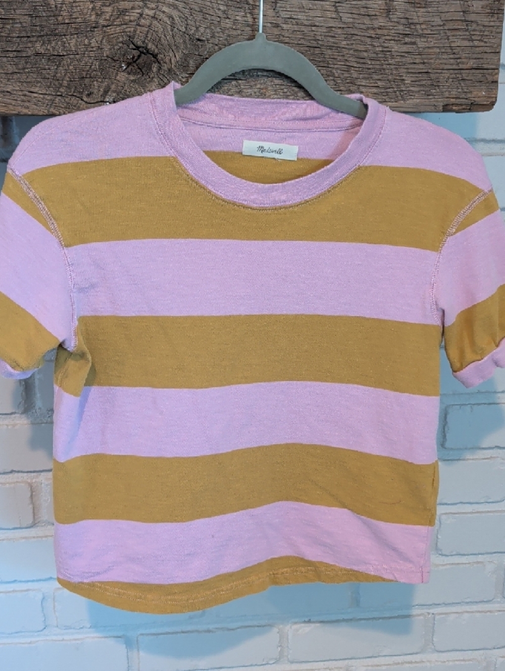 Madewell Everyday Crop Tee in Rugby Stripe.  - Picture 5 of 7